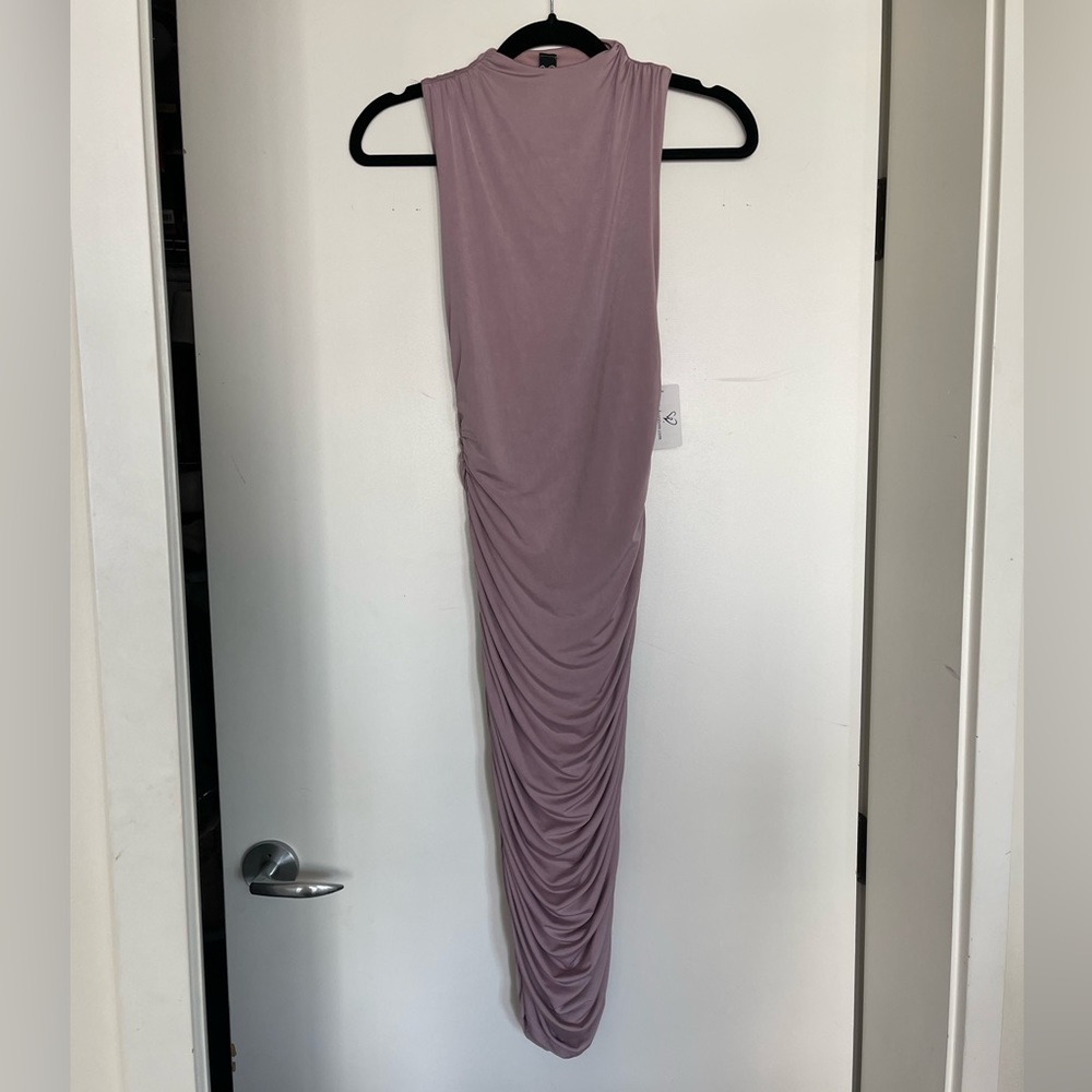 Purple/mauve midi dress with ruching